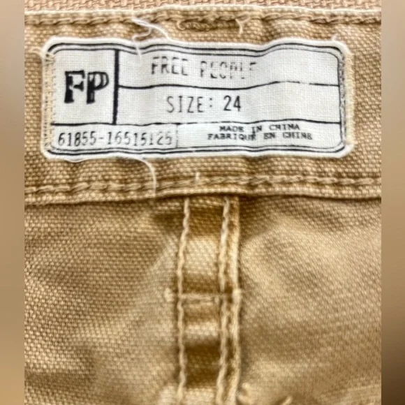 FREE PEOPLE Tan Canvas Cotton Relaxed Mini Skirt Size 24 - Picture 2 of 14